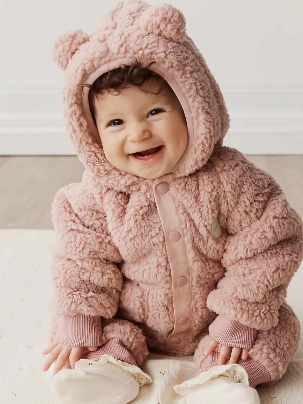 Jamie Kay Pink Teddy Sherpa One-Piece for Kids
